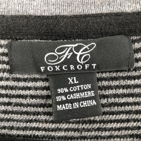 Foxcroft Gray Cotton Cashmere Blend Long Sleeve V-Neck Pull Over Sweater Top - Picture 2 of 8
